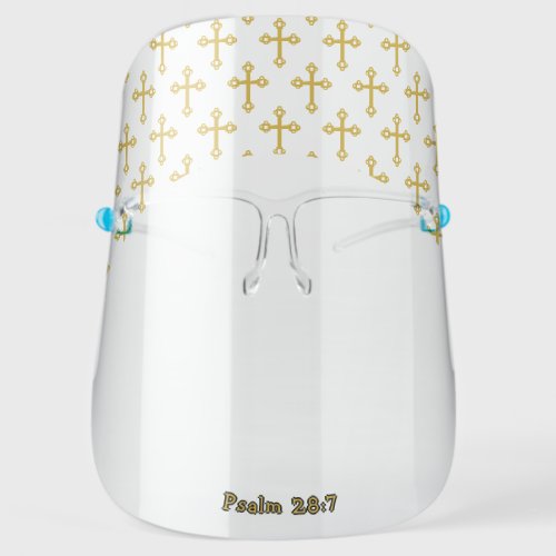 Stylish GOLD CROSS with Customizable Text Face Shield