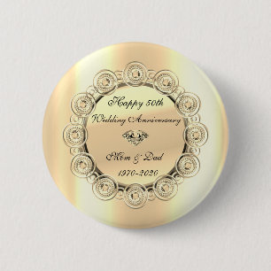 Stylish Gold Diamonds 50th Wedding Anniversary Button