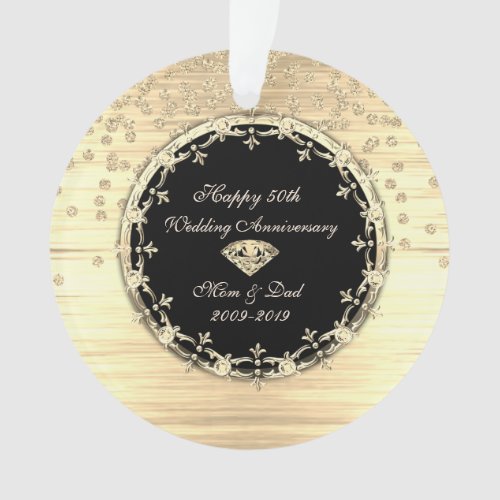 Stylish Gold Diamonds 50th Wedding Anniversary Ornament