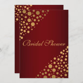 Stylish Gold Dots Bridal Shower Invitation | Red (Front/Back)