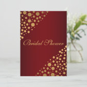 Stylish Gold Dots Bridal Shower Invitation | Red (Standing Front)