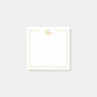 Stylish Gold Double Border with Name Post it Notes