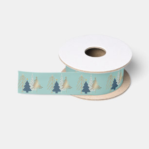Stylish Gold Duck Egg Graphic Christmas Tree Satin Ribbon