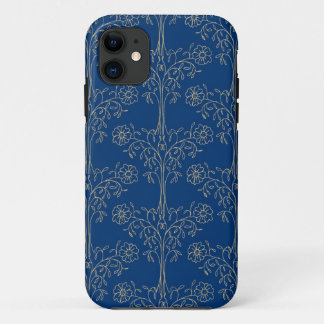 Stylish Gold-effect Floral Pattern on Dark Blue iPhone 11 Case