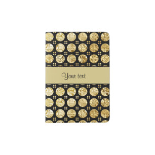 Stylish Gold Faux Buttons Passport Holder