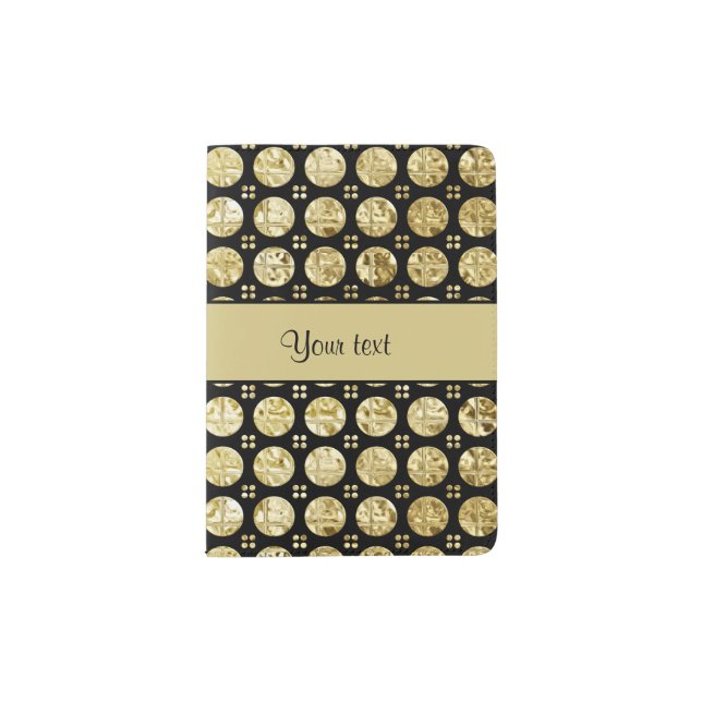 Stylish Gold Faux Buttons Passport Holder (Front)