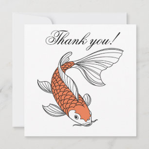 Stylish Gold Fish Motif Personalized Thank You Card