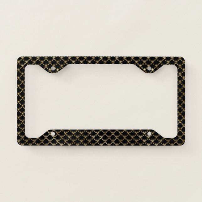 Stylish Gold Fish Scales License Plate Frame (Front)