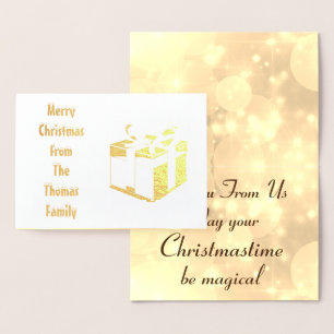 Stylish Gold Foil Personalised Family Christmas Card