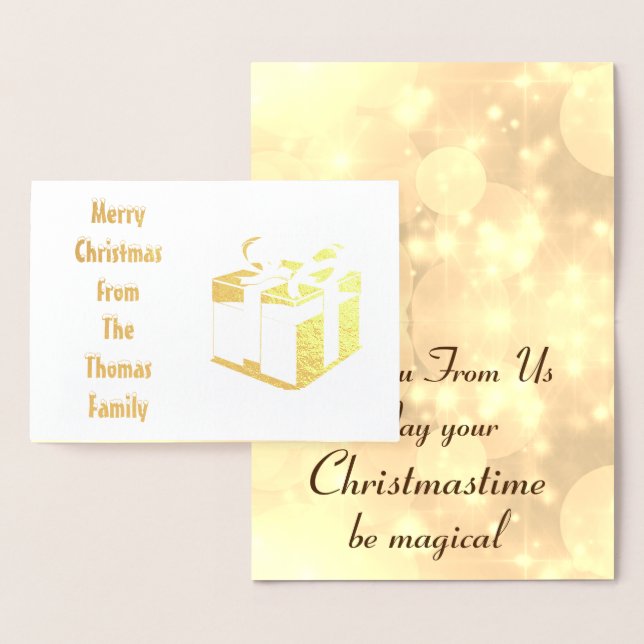 Stylish Gold Foil Personalised Family Christmas Card (Display)