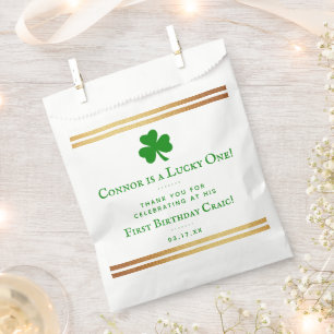 Stylish Gold Foil St. Patrick's Day 1st Birthday Favor Bag