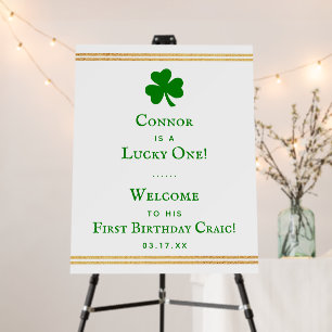 Stylish Gold Foil St. Patrick's Day 1st Birthday Foam Board