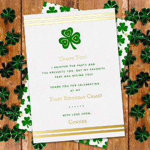 Stylish Gold Foil St. Patrick's Day 1st Birthday Foil Invitation