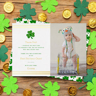 Stylish Gold Foil St. Patrick's Day 1st Birthday Foil Invitation