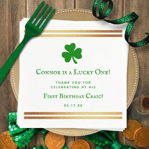 Stylish Gold Foil St. Patrick's Day 1st Birthday Napkins