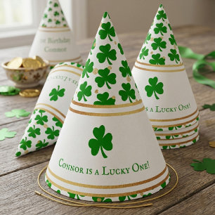 Stylish Gold Foil St. Patrick's Day 1st Birthday Party Hat