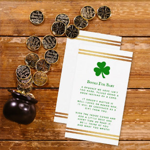 Stylish Gold Foil St. Patrick's Day Baby Shower Enclosure Card