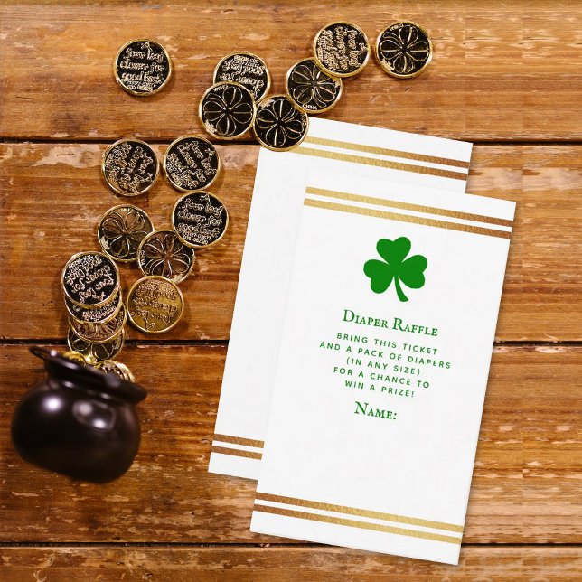 Stylish Gold Foil St. Patrick's Day Baby Shower Enclosure Card (Creator Uploaded)
