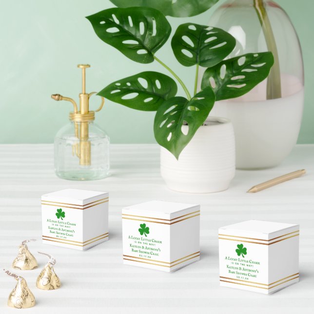 Stylish Gold Foil St. Patrick's Day Baby Shower Favor Boxes (Multiple)