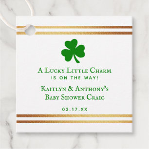 Stylish Gold Foil St. Patrick's Day Baby Shower Favor Tags