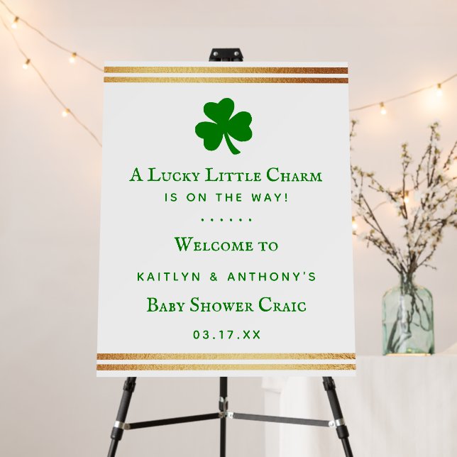 Stylish Gold Foil St. Patrick's Day Baby Shower Foam Board (In Situ (Stand))