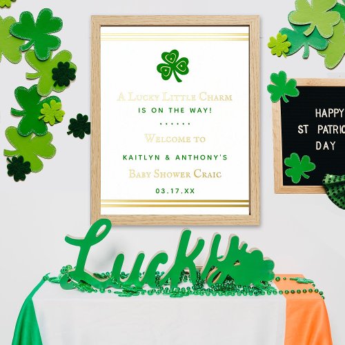 Stylish Gold Foil St Patricks Day Baby Shower Foil Prints