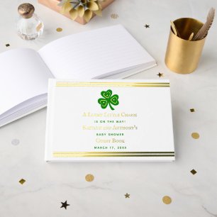 Stylish Gold Foil St. Patrick's Day Baby Shower Guest Book