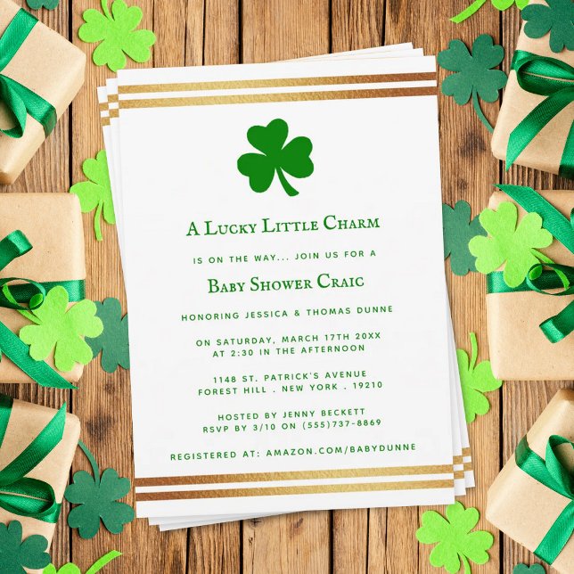 Stylish Gold Foil St. Patrick's Day Baby Shower Invitation (Creator Uploaded)