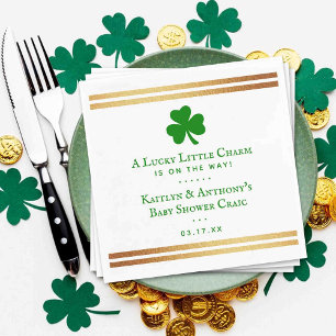 Stylish Gold Foil St. Patrick's Day Baby Shower Napkins