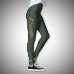 Stylish Gold & Forest Green Monogram  Leggings<br><div class="desc">For a classy and elegant woman,  this stylish leggings in Forest Green color with a gold name and monogram letters in white could be a nice gift idea for sports,  yoga or to wear every day!</div>
