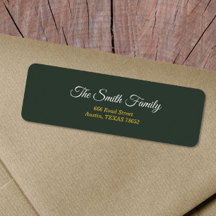 Stylish Gold & Forest Green Return Address Label