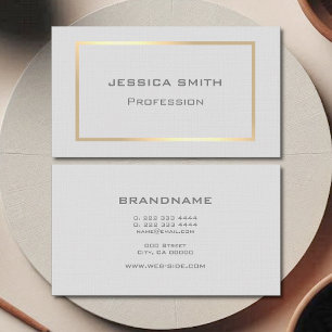 Stylish Gold Frame Elegant Light Gray Professional Business Card