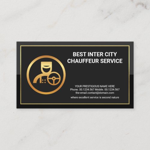 Stylish Gold Frame Gold Chauffeur Driver Transport Business Card