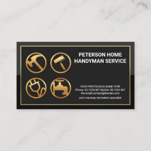 Stylish Gold Frame Handyman Tools Construction Business Card