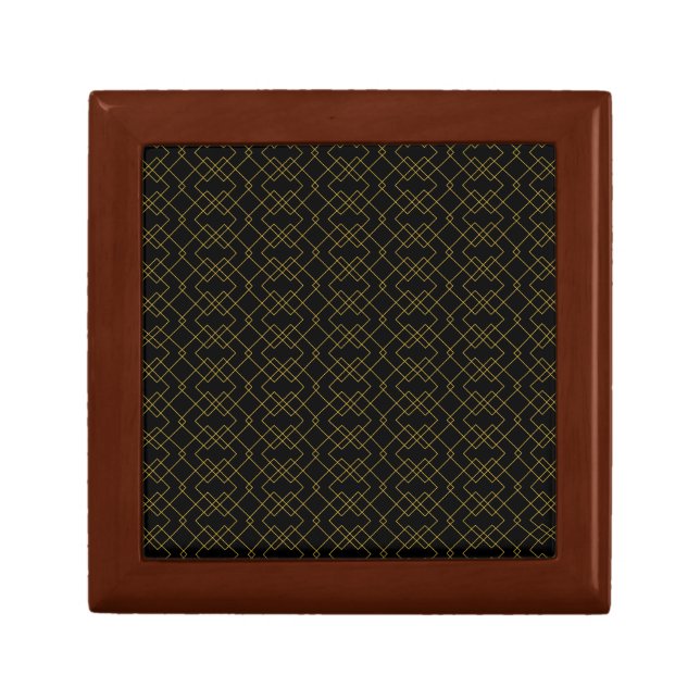 Stylish Gold Geometric Box Design Black Gift Box  (Front)