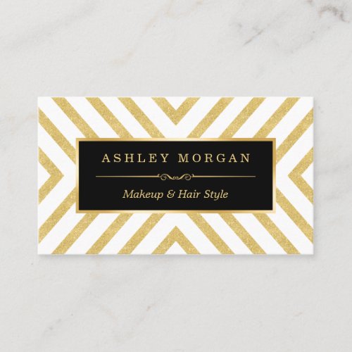 Stylish Gold Glitter Black Modern Premium Look Double-Sided Standard Business Cards (Pack Of 100)