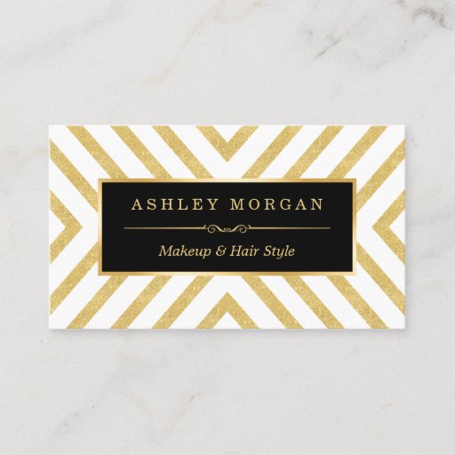 Customizable Stylish Gold Glitter Black Modern Premium Look Double-Sided Standard Business Cards (Pack Of 100)