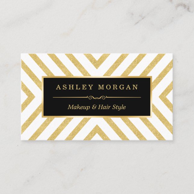 Stylish Gold Glitter Black Modern Premium Look Business Card (Front)