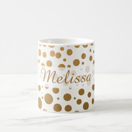 Stylish Gold Glitter Confetti Dots Custom Name Coffee Mug