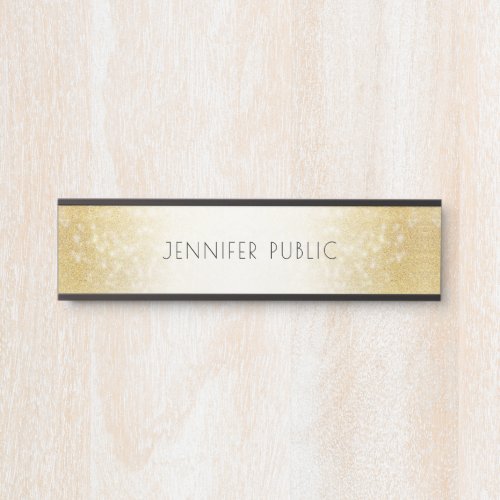 Stylish Gold Glitter Elegant Modern Template Door Sign