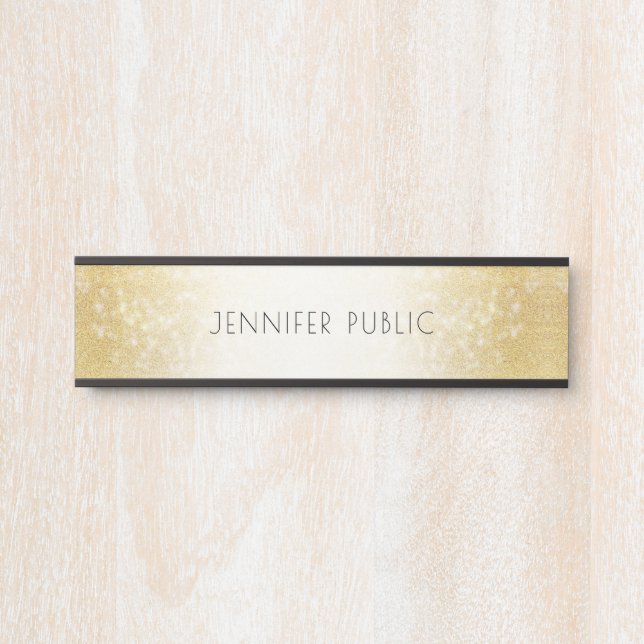 Stylish Gold Glitter Elegant Modern Template Door Sign (Front)