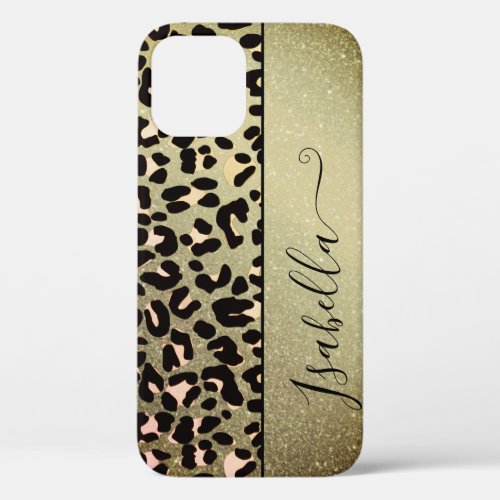 Stylish Gold Glitter Golden Animal Print Custom iPhone 12 Case