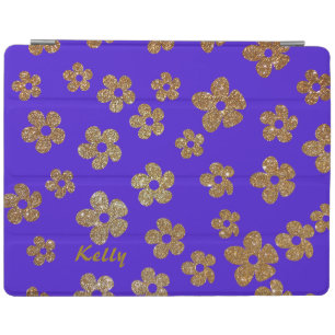 Stylish Gold Glitter Look Floral iPad Cover