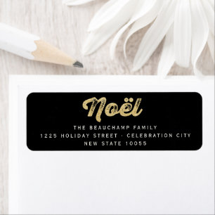 Stylish Gold Glitter Noel Christmas Return Address Label