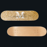 Stylish Gold Glitter Personalized Monogrammed  Skateboard<br><div class="desc">Trendy elegant Gold Sparkle Customizable Monogrammed Monogram Skateboard (Edit)</div>