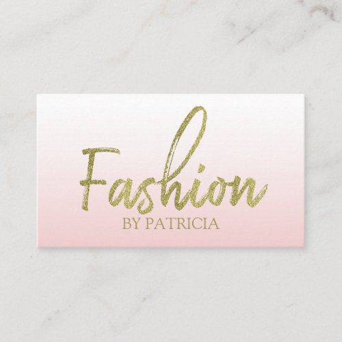 Stylish Gold Glitter Script Fashion Designer Business Card