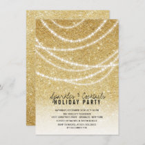 Stylish Gold Glitter Sparkles Holiday Party Invite