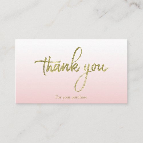 Stylish Gold Glitter Thank You For Your Purchase Business Card