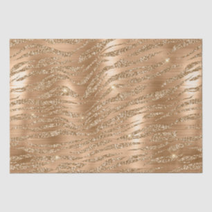 Stylish Gold Glitter Wild Tiger Stripes Pattern Tissue Paper