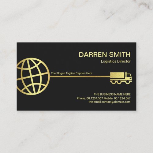 Stylish Gold Globe Logistic Transport Route Business Card